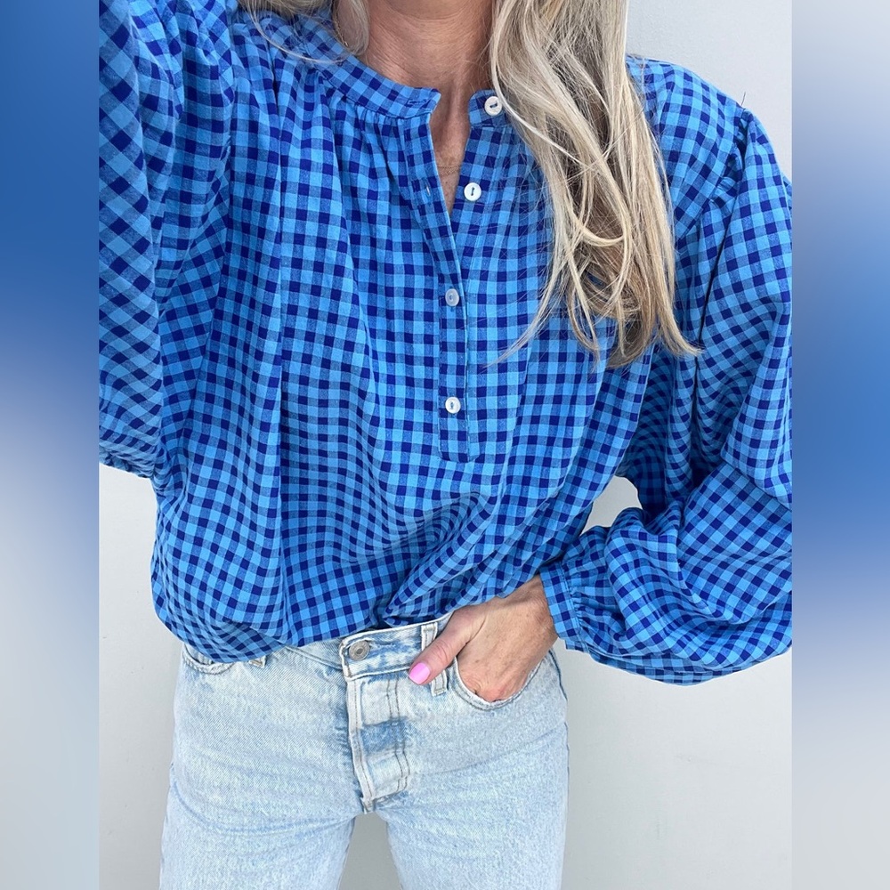 Blue Gingham Top